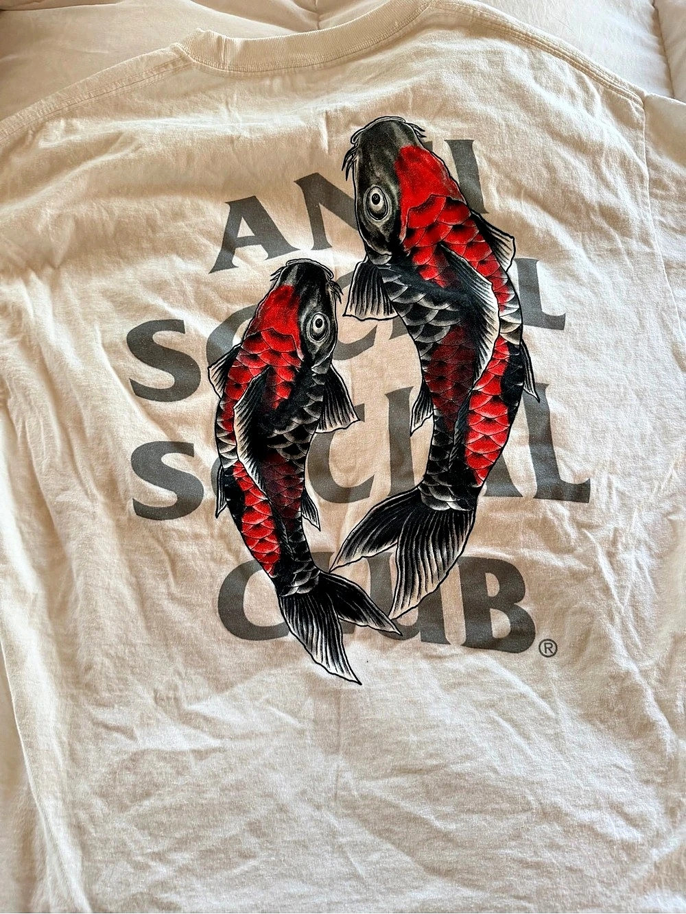 Anti Social Club Koi Fish Graphic Tee White Large